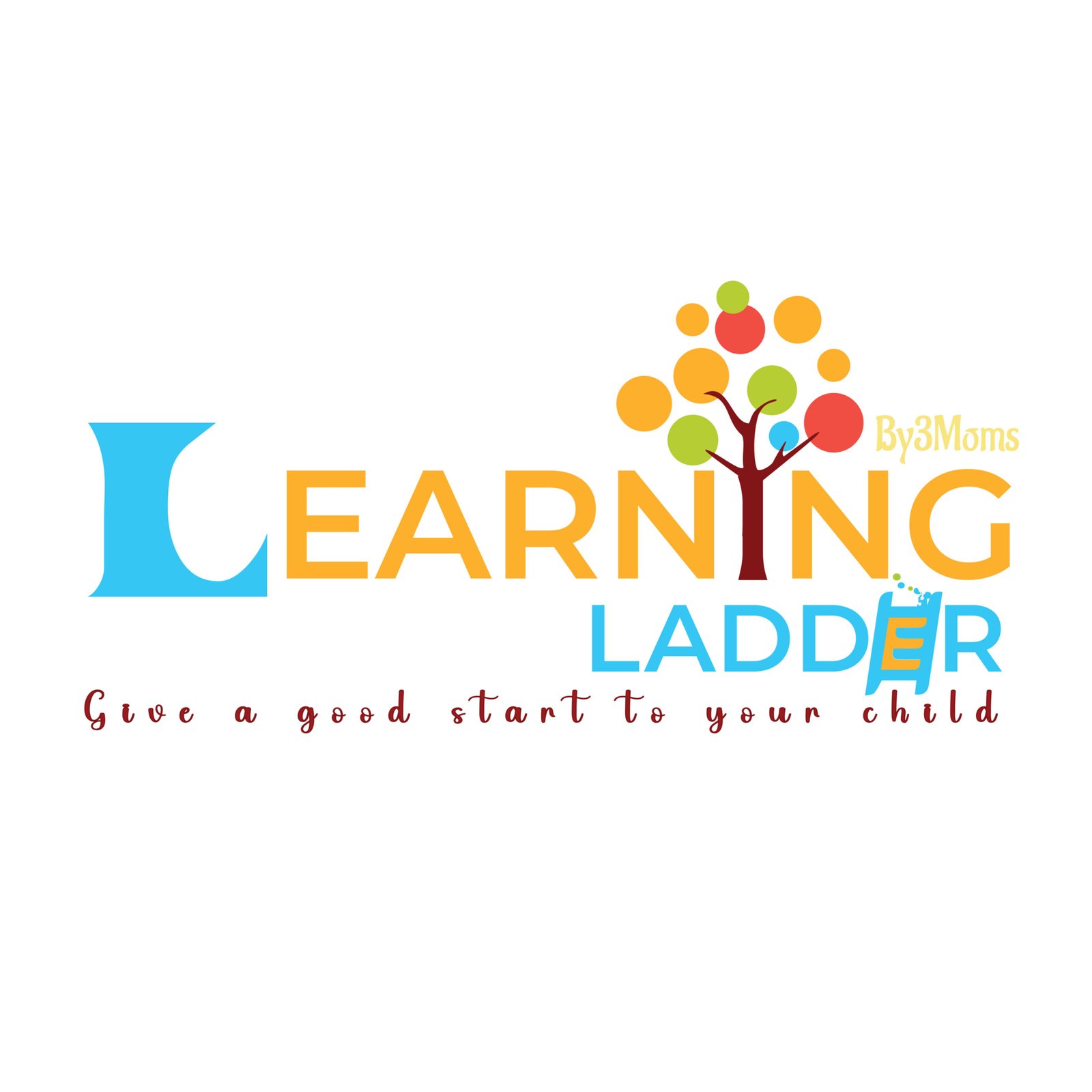 Logo of "Learning Ladder" with a tree made of colorful circles. acitvity books website online